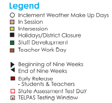 District School Academic Calendar Legend for Socorro Middle