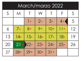 District School Academic Calendar for Capt Walter E Clarke Middle for March 2022