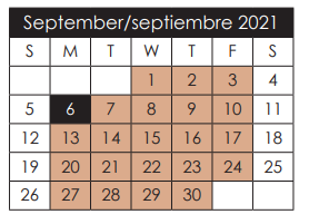 District School Academic Calendar for Capt Walter E Clarke Middle for September 2021