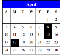 District School Academic Calendar for S/sgt Michael P Barrera Veterans E for April 2022