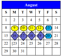 District School Academic Calendar for Bexar County Juvenile Justice Acad for August 2021