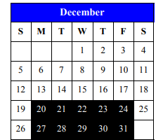 District School Academic Calendar for Bexar County Juvenile Justice Acad for December 2021