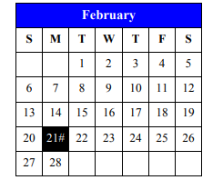 District School Academic Calendar for Bexar County Juvenile Justice Acad for February 2022