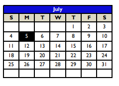 District School Academic Calendar for Bexar County Juvenile Justice Acad for July 2021