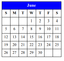 District School Academic Calendar for Bexar County Juvenile Justice Acad for June 2022