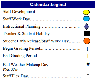 District School Academic Calendar Legend for Somerset Elementary