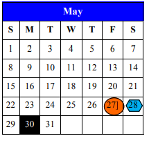 District School Academic Calendar for Bexar County Juvenile Justice Acad for May 2022