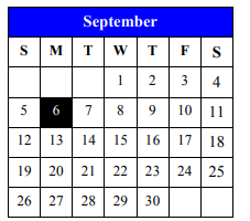 District School Academic Calendar for Bexar County Juvenile Justice Acad for September 2021