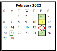 District School Academic Calendar for Sonora Junior High for February 2022