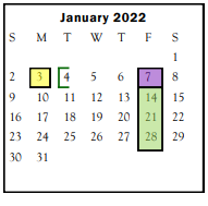 District School Academic Calendar for Sonora High School for January 2022
