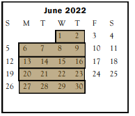 District School Academic Calendar for Sonora Elementary for June 2022