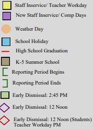 District School Academic Calendar Legend for Sonora High School