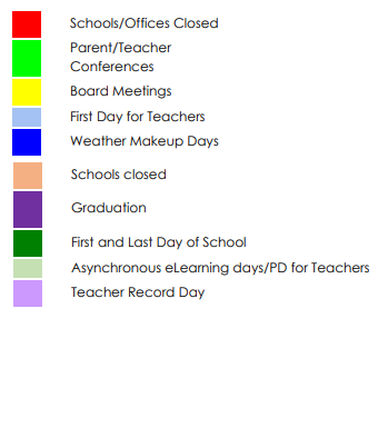 District School Academic Calendar Legend for Bendix School