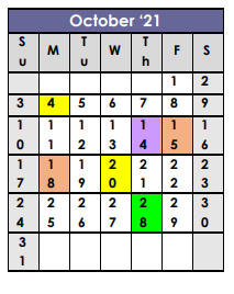 District School Academic Calendar for Kennedy Primary Academy for October 2021