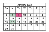 District School Academic Calendar for Price Elementary School for January 2022