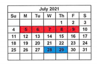 District School Academic Calendar for Kindred Elementary School for July 2021