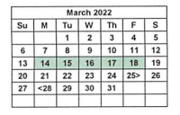 District School Academic Calendar for Alan B Shepard Middle for March 2022