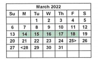 District School Academic Calendar for Abraham Kazen Middle for March 2022