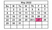 District School Academic Calendar for Abraham Kazen Middle for May 2022