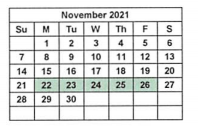 District School Academic Calendar for Kindred Elementary School for November 2021