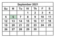 District School Academic Calendar for Alan B Shepard Middle for September 2021