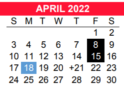 District School Academic Calendar for Losoya Intermediate for April 2022