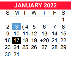 District School Academic Calendar for Losoya Intermediate for January 2022