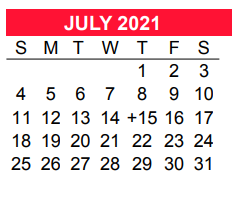 District School Academic Calendar for New M S for July 2021