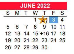 District School Academic Calendar for Losoya Intermediate for June 2022