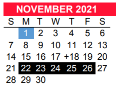 District School Academic Calendar for New M S for November 2021