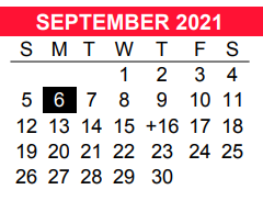 District School Academic Calendar for New M S for September 2021