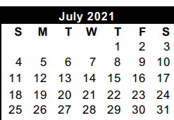 District School Academic Calendar for South Texas Business Education & T for July 2021
