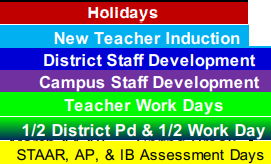 District School Academic Calendar Legend for South Texas Business Education & T