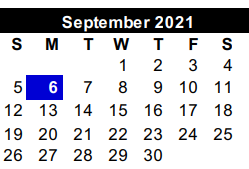 District School Academic Calendar for The Science Academy for September 2021