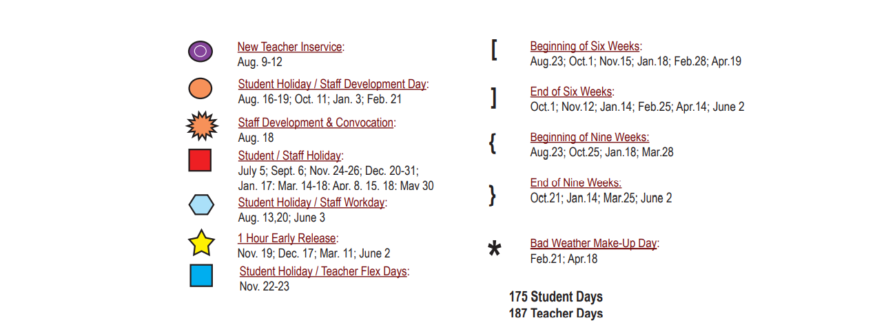 District School Academic Calendar Key for Medio Creek Elementary