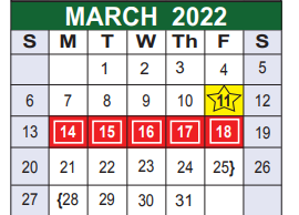 District School Academic Calendar for Kriewald Rd Elementary for March 2022