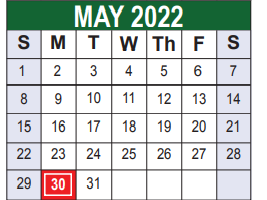 District School Academic Calendar for Indian Creek Elementary for May 2022