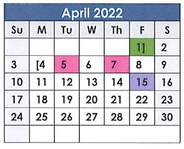 District School Academic Calendar for Spearman Junior High for April 2022