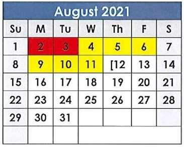 District School Academic Calendar for Spearman High School for August 2021