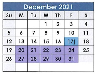 District School Academic Calendar for Spearman Junior High for December 2021