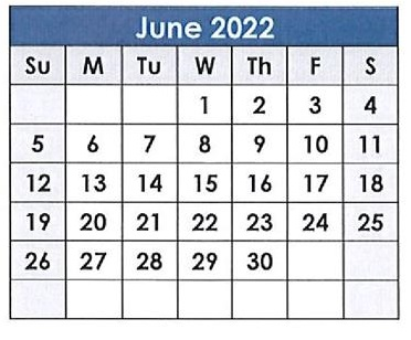 District School Academic Calendar for Spearman High School for June 2022