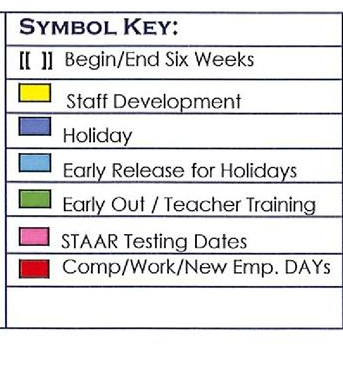 District School Academic Calendar Legend for Gus Birdwell Elementary