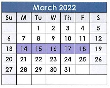 District School Academic Calendar for Spearman Junior High for March 2022