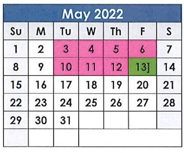 District School Academic Calendar for Spearman Junior High for May 2022