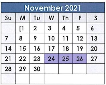 District School Academic Calendar for Gus Birdwell Elementary for November 2021