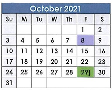 District School Academic Calendar for Gus Birdwell Elementary for October 2021