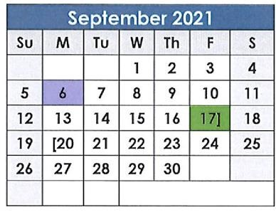 District School Academic Calendar for Spearman Junior High for September 2021