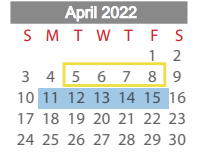 District School Academic Calendar for Project Restore for April 2022