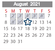 District School Academic Calendar for Project Restore for August 2021