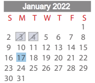 District School Academic Calendar for Splendora Intermediate for January 2022